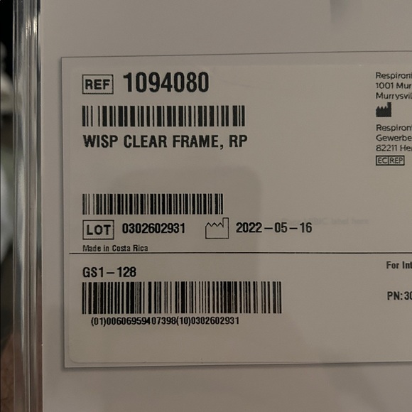 Philips Respironics Wisp Clear Mask Frame REF 1094080 - Picture 3 of 3